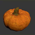Orange Pumpkin Plant With Green Stem And Textured Surface On Dark Background