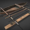 Classic Vintage Wooden Boat With Oars Wooden Planks And Traditional Design