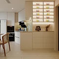 Modern Apartment Interior Featuring Laundry Zone Glass Dividers And Dining Area