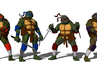 Teenage Mutant Ninja Turtles Game Movie Characters With Colored Masks And Weapons 3d model