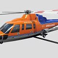 Orange and Blue Ambulance Helicopter with Medical Rescue Design and Rotors