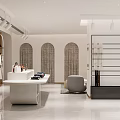 Modern Fashion Store Interior With Open Space Clothing Display Racks Checkout Counter And Seating