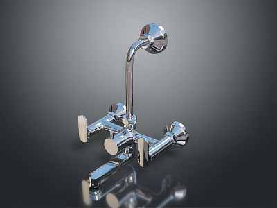 Modern Chrome Bathroom Faucet With Polished Finish And Control Handles 3d model