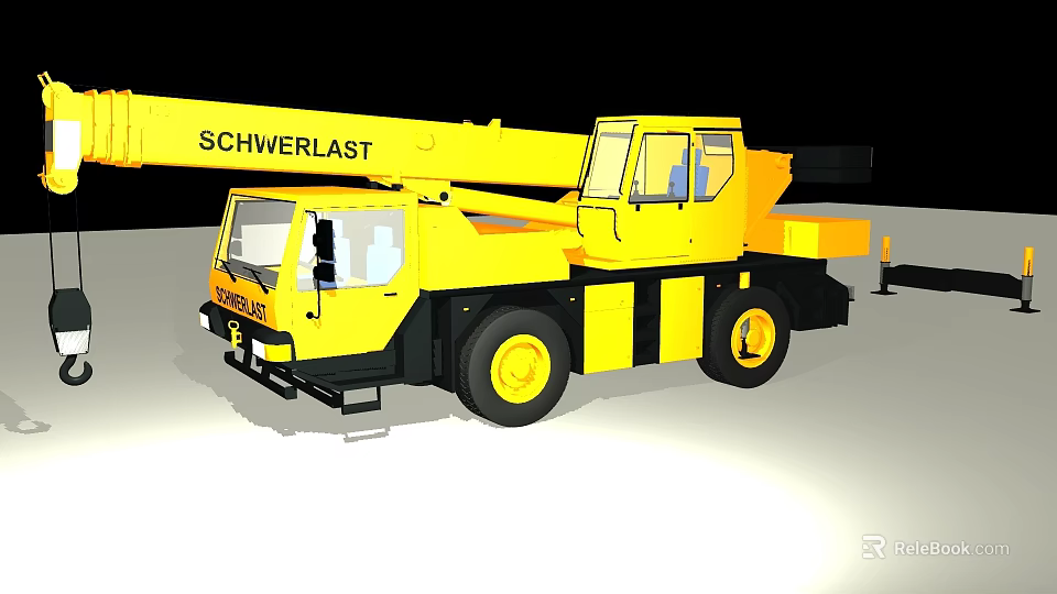 Yellow Schwerlast Crane Heavy Duty Utility Vehicle with Cab and Boom 3d model 