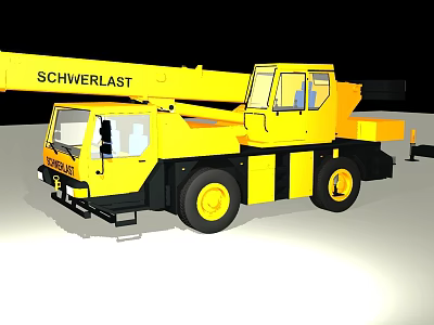 Yellow Schwerlast Crane Heavy Duty Utility Vehicle with Cab and Boom 3d model