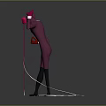 Game Movie Character In Purple Suit With White Shirt Red Gloves Holding Microphone Performing Pose