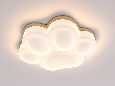Cloud Shaped Wooden Frame Ceiling Light with Soft White Light for Kids Bedroom 3d model