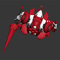 Red Mech Warrior Character With White Accents Holding Red Sword In Standing Pose
