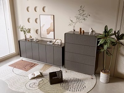 Modern Black Wood Grain Cabinet Simple Style Cabinet Whole Cabinet Sideboard Balcony Cabinet Storage Cabinet Entrance Cabinet 3d model