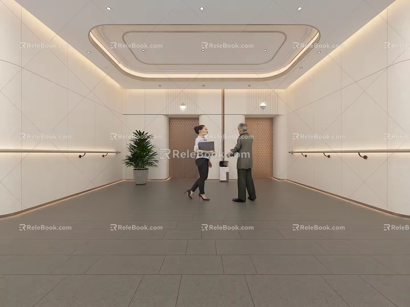 Modern Elevator Hall Sanatorium Public Area Elevator Hall 3d model