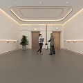 Modern Elevator Hall Sanatorium Public Area Elevator Hall 3d model