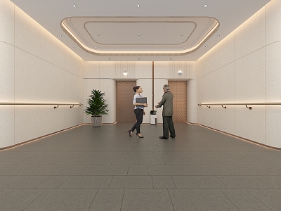 Modern Elevator Hall Sanatorium Public Area Elevator Hall 3d model