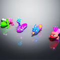 Colorful Plastic Toy Figures With Different Animal Shapes And Vibrant Colors