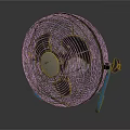Electric Cooling Fan with Metal Mesh Cover Blue Base and Black Control Knob