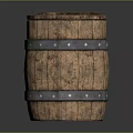 Vintage Wooden Barrel With Natural Wood Grain And Metal Hoop Details For Daily Use