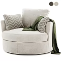 Cozy Beige Round Accent Chair Interior With Chevron Pillows And Green Throw Blanket