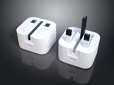 White Laptop Chargers Featuring Dual Port Plug Design And Compact Size 3d model