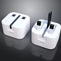 White Laptop Chargers Featuring Dual Port Plug Design And Compact Size