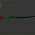 Modern Weapon Sword With Black Red Glowing Blade And Reflective Surface