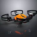 Orange Quadcopter Drone With Black Frame Propeller Guards And Modern Design 3d model