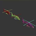 Three Different Colored Helicopter Models Displayed Side by Side on Dark Background