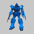 Blue Mech Robot Game Movie Character With Number 01 And Weapon In Hand