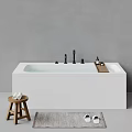 Modern Bathtub Interiors With Side Furniture Towels Slippers And Fixtures