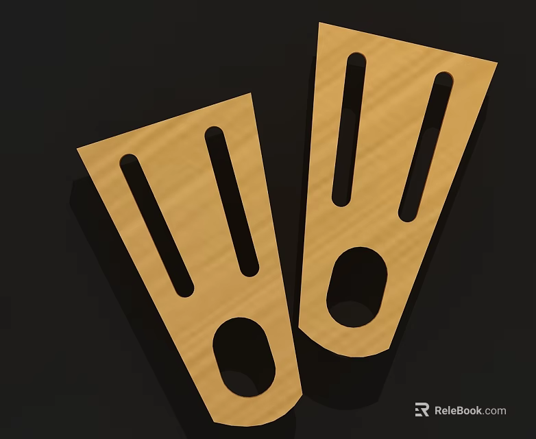 Wooden Hinged Doors With Simple Design Functional Handles And Round Holes For Wardrobe 3d model 