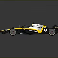 Yellow and White Formula 1 Racing Car with Studley Mobil Logos and Sleek Design