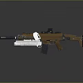 Modern Tactical Rifle Weapon With Brown Black Finish Silencer Scope And Magazine