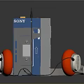 Modern Computer Setup Featuring Sony Walkman And Red Headphones 3d model