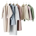 Stylish Soft Neutral Tones Clothing Collection With Hangers Storage Boxes Drawers And Bags