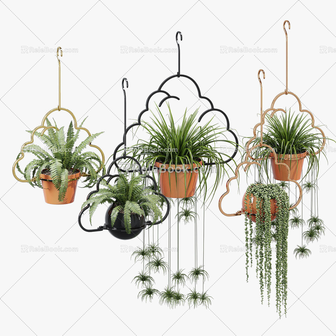 Modern hanging basket hanging potted plant 3d model