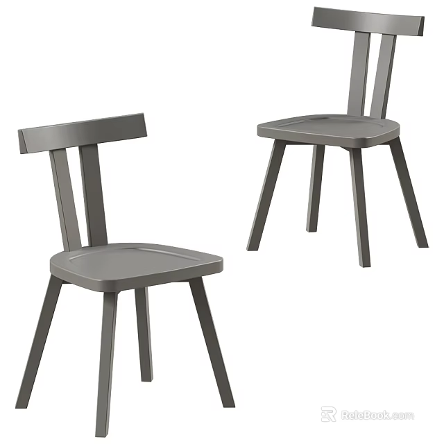 Modern Minimalist Gray Dining Chairs With Sturdy Legs And Comfortable Ergonomic Seat 3d model 