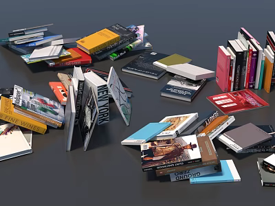 Assorted Books And Magazines With Colorful Covers In Stacked Collection 3d model