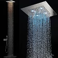 Modern Rainfall Shower Faucet With Cascading Water Flow And Brushed Metal Finish