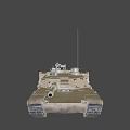 Military Tank With Desert Tan Color Main Gun Turret And Machine Gun