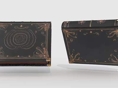 Black Books With Gold Decorative Patterns And Ornate Artistic Designs 3d model