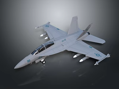 Gray Fighter Jet With Sleek Wings Two Seat Cockpit And Missile Attachments 3d model