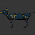 Blue And Yellow Robotic Dog With Mechanical Limbs And Futuristic Body Design