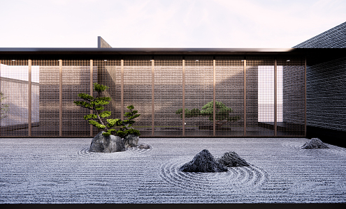 New Chinese Courtyard Villa Courtyard Plant Landscape Setches 3d model