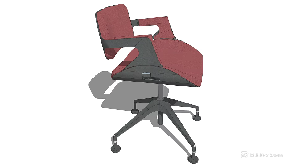 Modern Red And Black Office Chair With Armrests Swivel Base And Wheels 3d model 