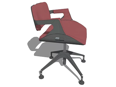Modern Red And Black Office Chair With Armrests Swivel Base And Wheels 3d model