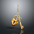 Golden Heart Shaped Padlock and Key Hardware Tools for Security and Decoration