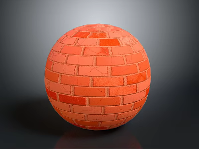 Scenic Landscape Featuring Red Brick Sphere With Textured Surface And Gray Background 3d model