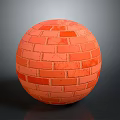 Scenic Landscape Featuring Red Brick Sphere With Textured Surface And Gray Background 3d model