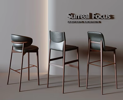 Modern Leather Bar Stools With Metal Legs And Sleek Design For Kitchen Counter 3d model