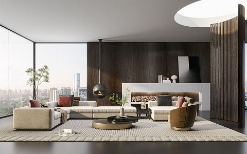 Modern Minotti living room 3d model