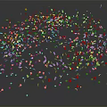 Colorful Food Particles Scattered On Dark Background With Various Shapes And Sizes