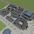 Traditional Modern Commercial Street Architecture With Gray Brick Facades Glass Windows And Storefronts